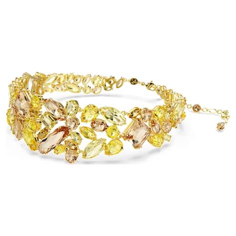Gema choker, Mixed cuts, Yellow, Gold-tone plated | Swarovski