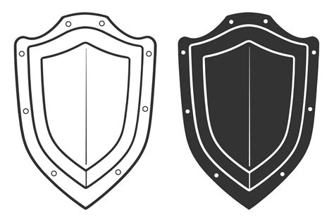 Shield vector, Shield outline style line art, medieval shield, Royal ...