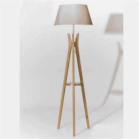 Oak Wood Tripod Floor Lamp Brass Threshold at Molly Nielsen blog