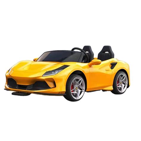 An electric children's car with a remote control, two chairs carrying ...