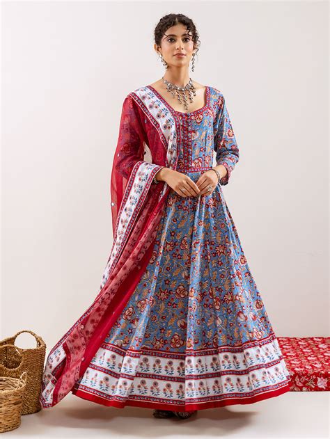 Turquoise Hand Block Printed Modal Suit- Set of 3