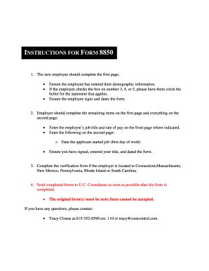 Fillable Online Form 8850 Instructions-ALLdoc Fax Email Print - pdfFiller