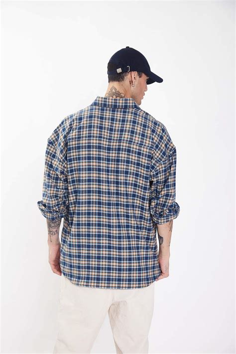 Buy Prussian Mustard Checkered Plaid Oversized Shirt | BonkersCorner