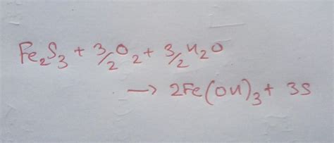 Balance fe2s3+o2+h2o=fe(oh)3+s - Brainly.in