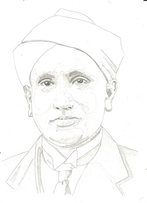 C V Raman Sketch
