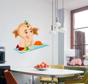SUDARSHAN STICKER 80 cm Animated Ganpati with fruits and sweets wall ...