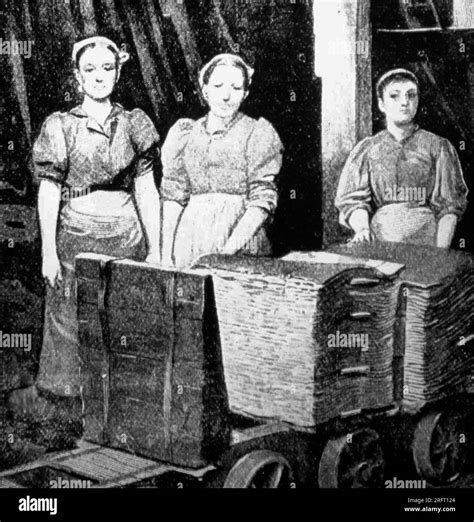 Illustration of women lead workers in the 1850s Stock Photo - Alamy