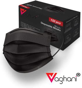 Vaghani 150 Units Disposable 3 Ply Surgical Mask with Nose Pin(Black ...