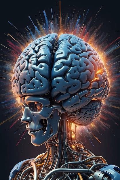 Concept art of a human brain exploding with knowledge and creativity ...