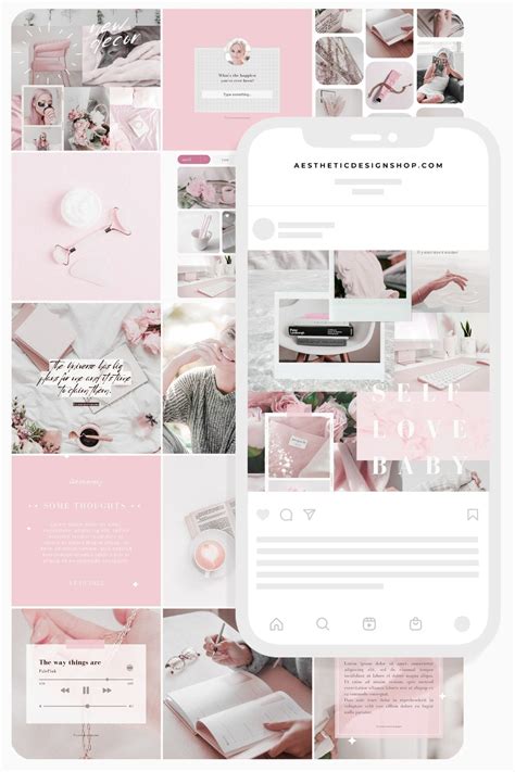 Pink Aesthetic Wall Collage Digital Images + Editable Canva Templates ⋆ ...