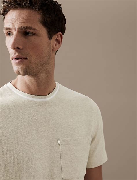 Buy Pure Cotton Textured T-Shirt at Marks & Spencer