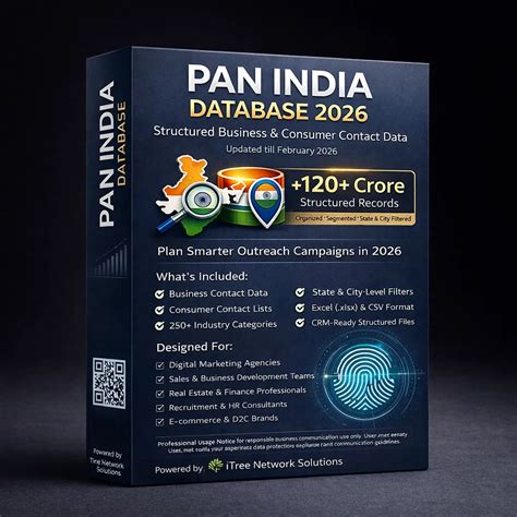 Pan India Database 2026 (Updated) | Verified B2B & Consumer Leads – ₹499