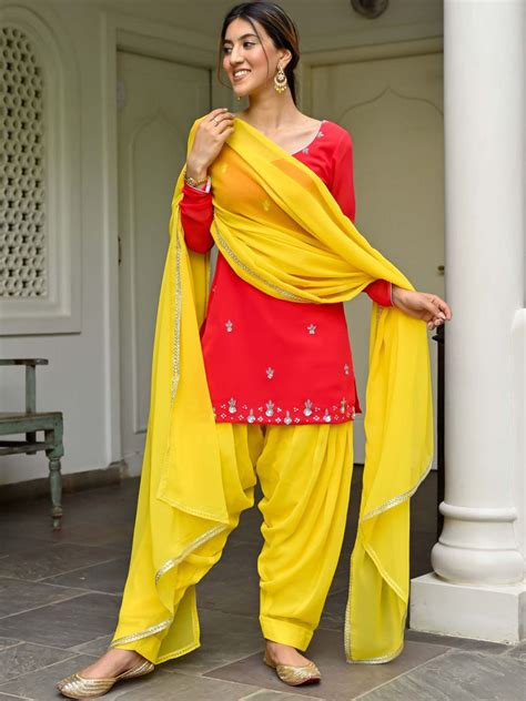 Pink and Yellow Kurta Salwar Set
