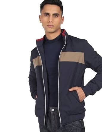 Buy Arrow Sports Men's Self Design High Neck Jacket (ASACJK4701_White_L ...