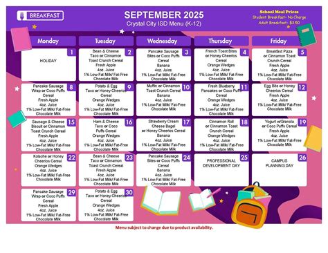 Menu - Menu - Crystal City Independent School District