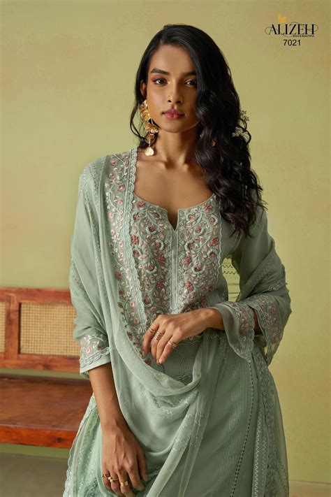 7021 Saadgi Vol 2 Alizeh Pure Organza Unstitched Suits – Heriska