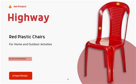 Highway Red Plastic Chairs Pack of 1 for Home and Outdoor Activities ...