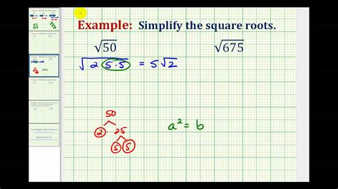 Ex: Simplifying Square Roots (not perfect squares) - YouTube