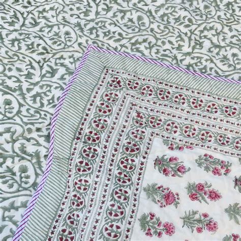 Jaipuri Reversible Handblock Cotton Quilt | Luxury Single Bed Razai ...
