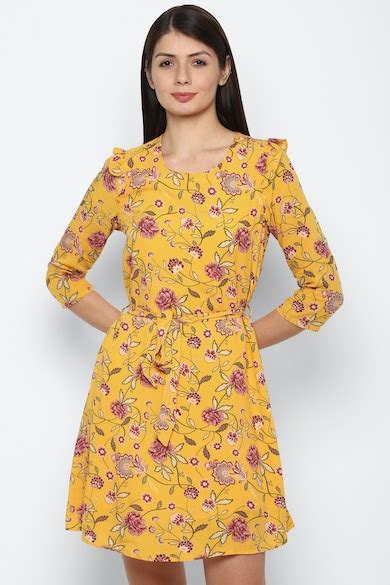 Buy Women Yellow Printed Casual Dress Online - 665688 | Allen Solly