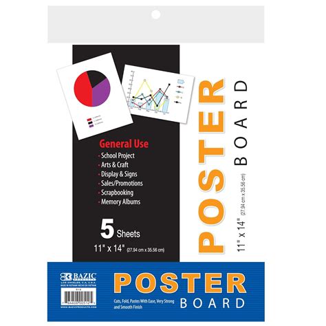 BAZIC Poster Board 11" X 14" White Poster Board Paper for School Craft ...