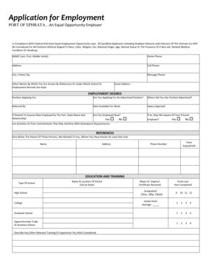 Fillable Online Application for Employment - Port of Ephrata Fax Email ...