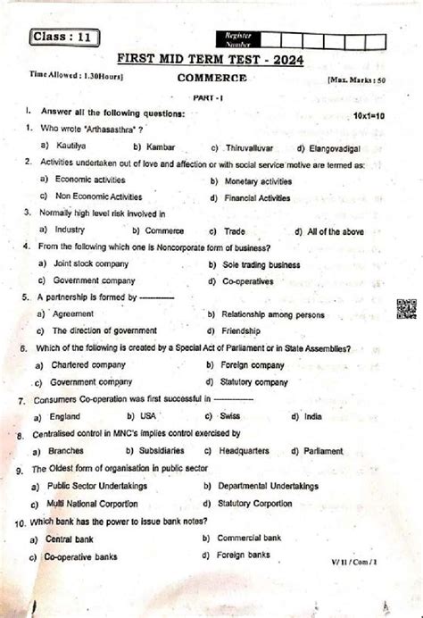 Image result for Commerce Question Paper 11th