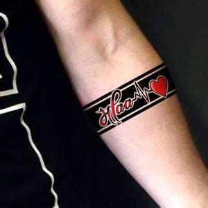 fashionoid Black Strip Maa Paa Heart Beat Love Heart Hand Band ...