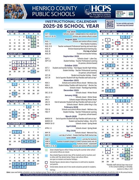 Henrico County Public Schools Calendar 2025-2026 in PDF - School ...