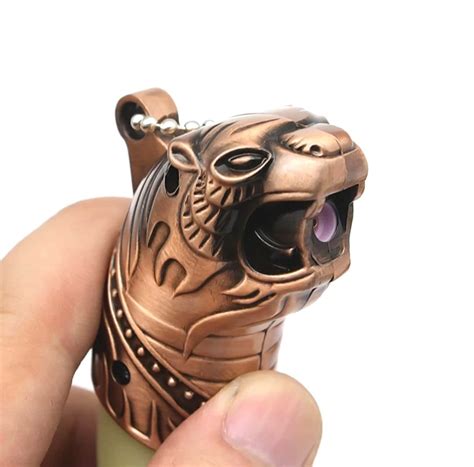 Bronze Tiger Head Lighter Jet Turbo Spray Gun Butane Gas Lighter with ...