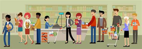 超市里的收银台购物的人矢量插图插画图片下载-正版图片300893926-摄图网