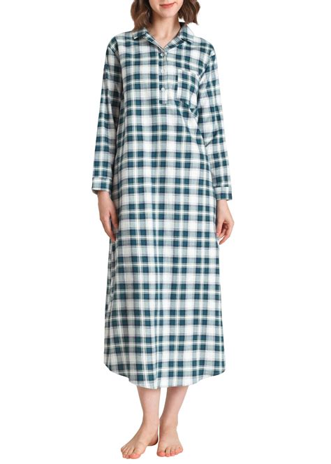 Women's Flannel Nightgown with Pockets Long Sleeves Full Length – Latuza