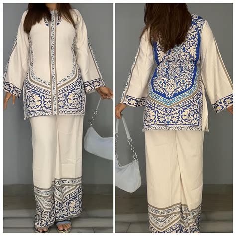 CORDSETS - white with blue pattern | AbirabyBeena