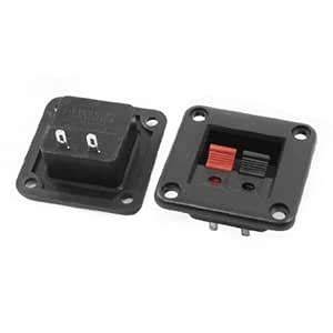 uxcell 2pcs Red Black 2 Way Push Type Square Speaker Terminals ...