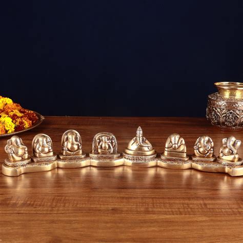 Pure Brass Ashtavinayaka – Eight Forms of Lord Ganesha Idols, 3 inch h ...
