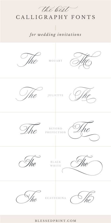 Top 6 Calligraphy Fonts for Wedding Invitations | Tattoo fonts cursive, Free cursive fonts, Best ...