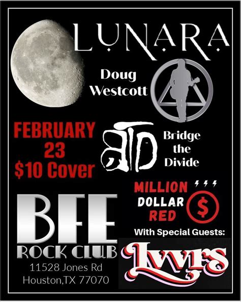Lunara w/ Doug Westcott, Bridge The Divide, Million Dollar Red, & Lvvrs ...