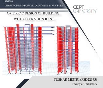 G+12 R.C.C DESIGN OF BUILDING WITH SEPERATION JOINT | CEPT - Portfolio