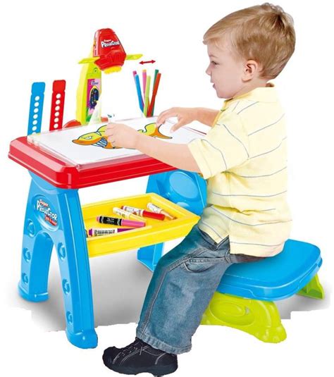 Toys Bhoomi Multi-Function Kids Drawing Projector Desk Table with Chair ...