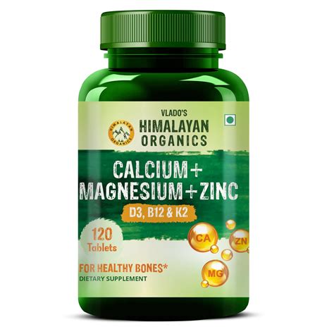 Himalayan Organics Calcium Magnesium Zinc Vitamin D3, B12 & K Tablets ...