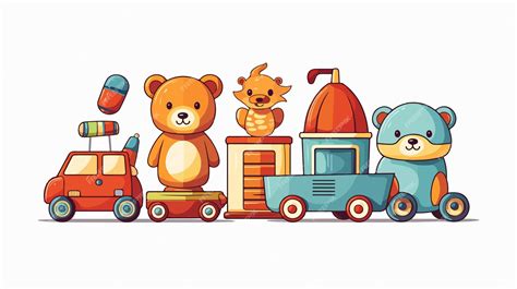 Desenho de brinquedos coloridos em fundo branco Ilustração vetorial ...