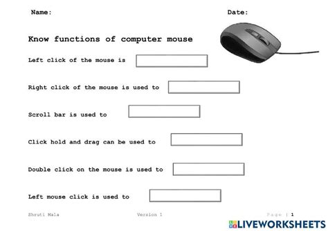 Image result for How to Use a Computer Mouse Worksheet
