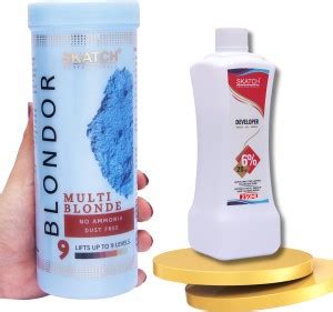 Skatch Professionals COMBO OF HAIR BLONDER BLEACHING POWDER AND 6% ...