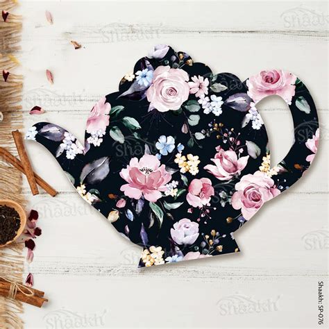Serving Platter - Bunch of Flowers Kettle Shaped - Solid Wood ...