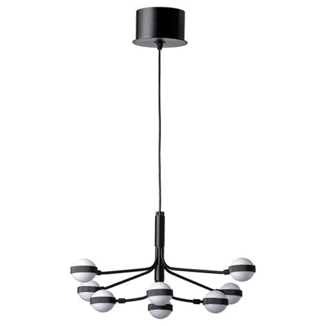 STORSLINGA LED chandelier, 8-armed, black/white, 70 cm (28") - IKEA