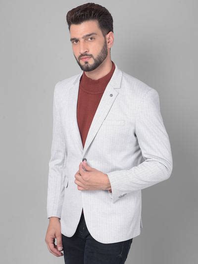 Grey Striped Single Breasted Blazer – Crimsoune Club
