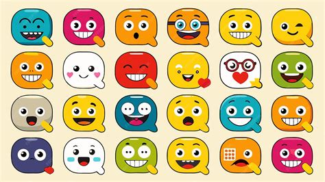 A bunch of different faces of different Emoji and sizes of smiles | Premium AI-generated vector