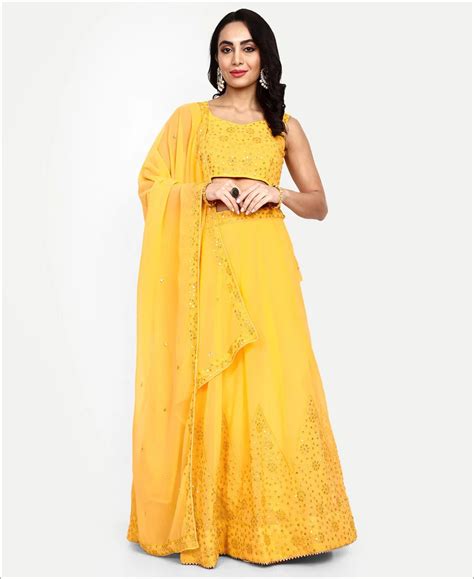 Yellow Colored Georgette Party Wear Lehenga Choli – ASHBHAV