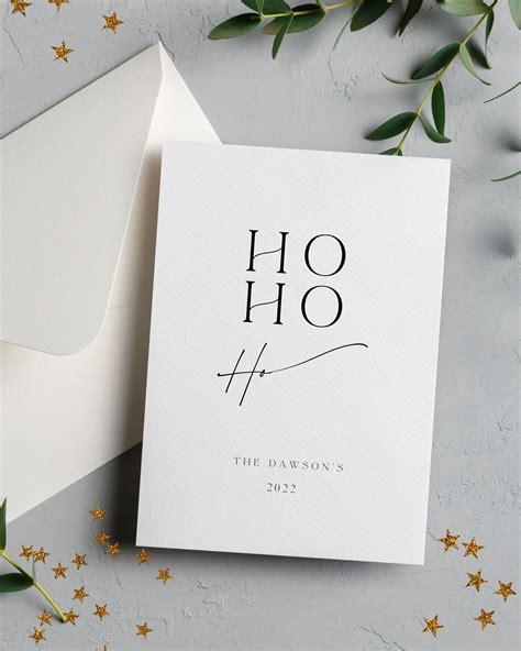 Personalised Minimalistic Ho Ho Ho Christmas Card / Personalised Name ...