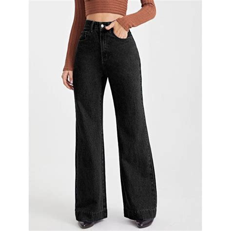 Onyx Black Stone Wash Wide Leg High Rise Jeans – Offduty India